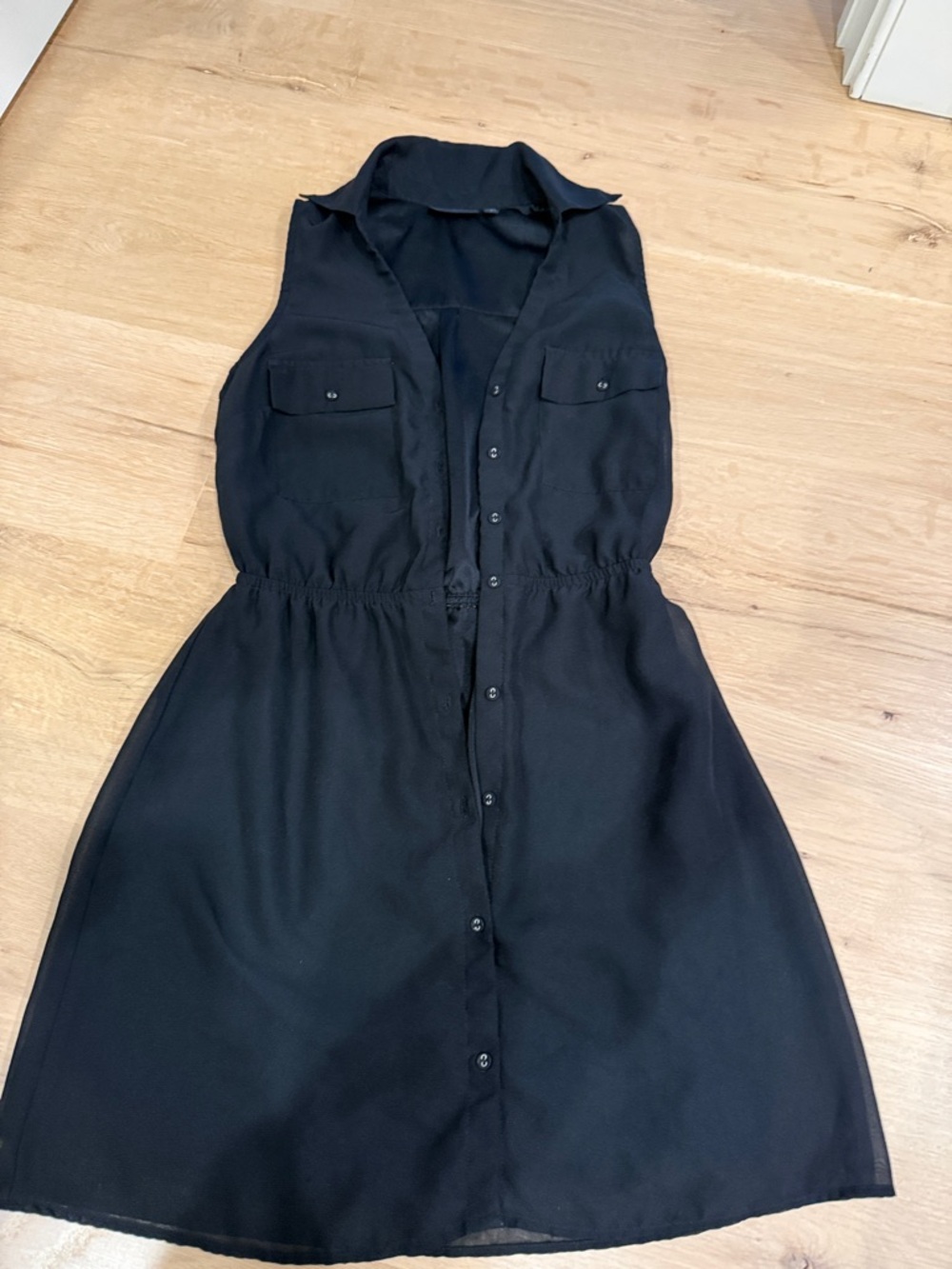 Ultra Flirt Black Sleeveless Button-Front Mini Dress